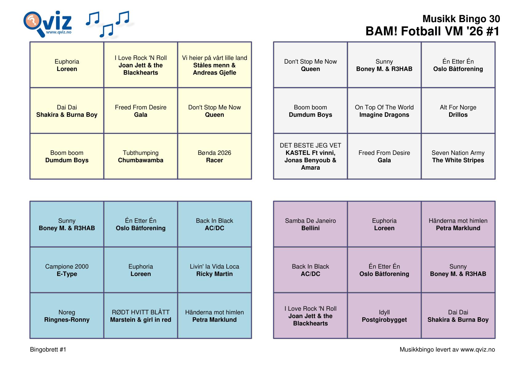 BAM! What a Music Bingo Fotball VM '26 - Bilde 19