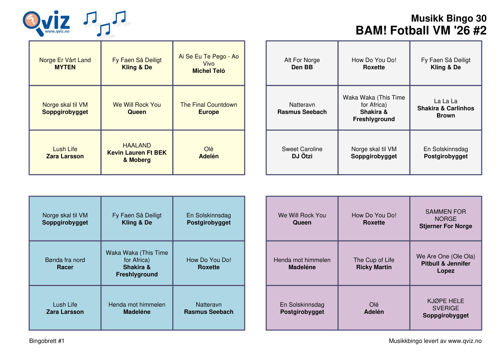 BAM! What a Music Bingo Fotball VM '26 - Bilde 17