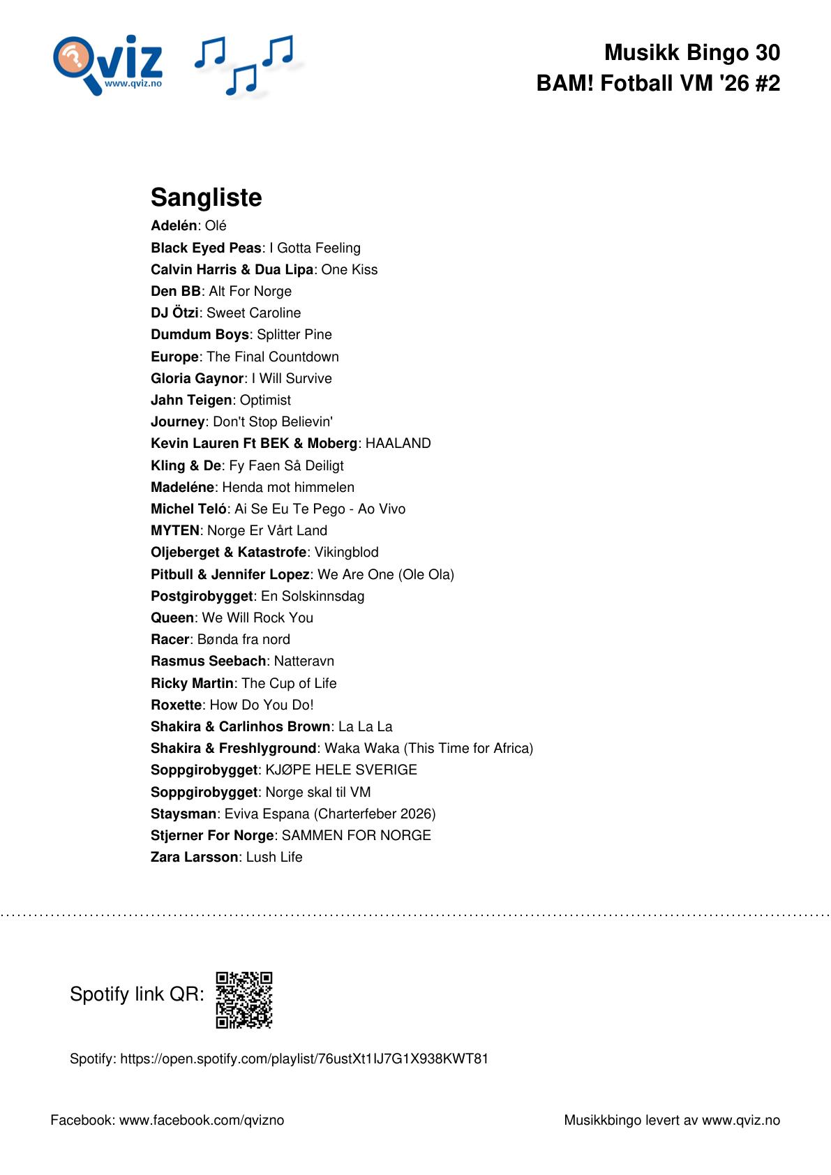 BAM! What a Music Bingo Fotball VM '26 - Bilde 16