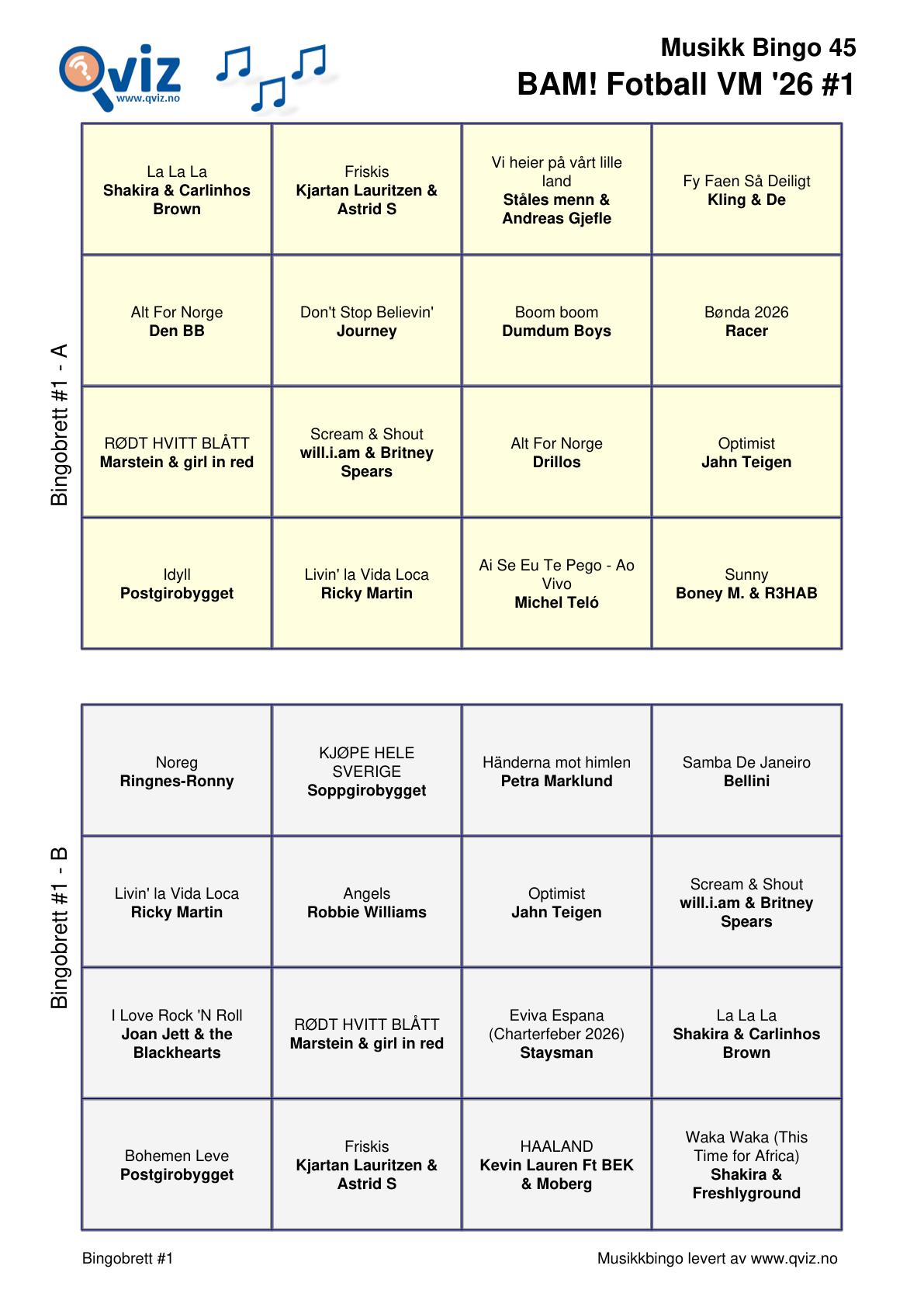BAM! What a Music Bingo Fotball VM '26 - Bilde 11