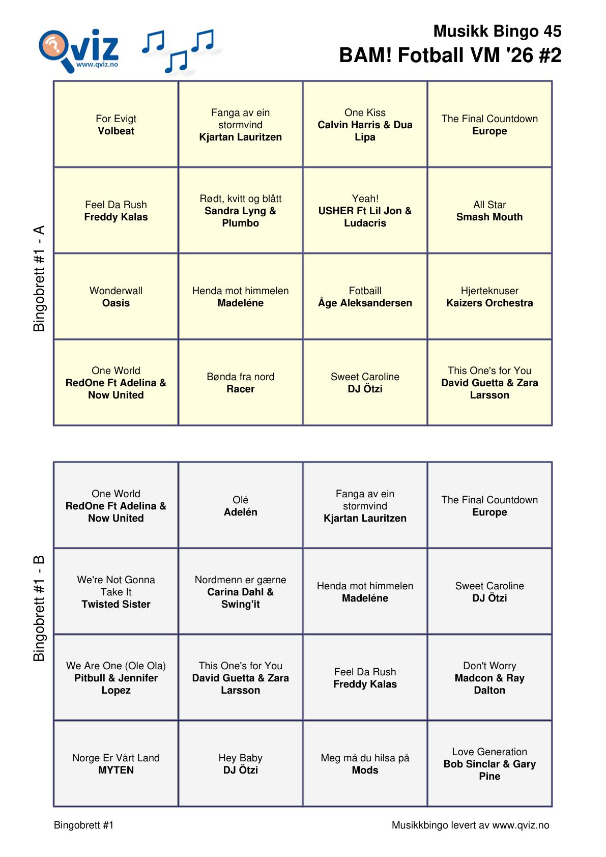 BAM! What a Music Bingo Fotball VM '26 - Bilde 9