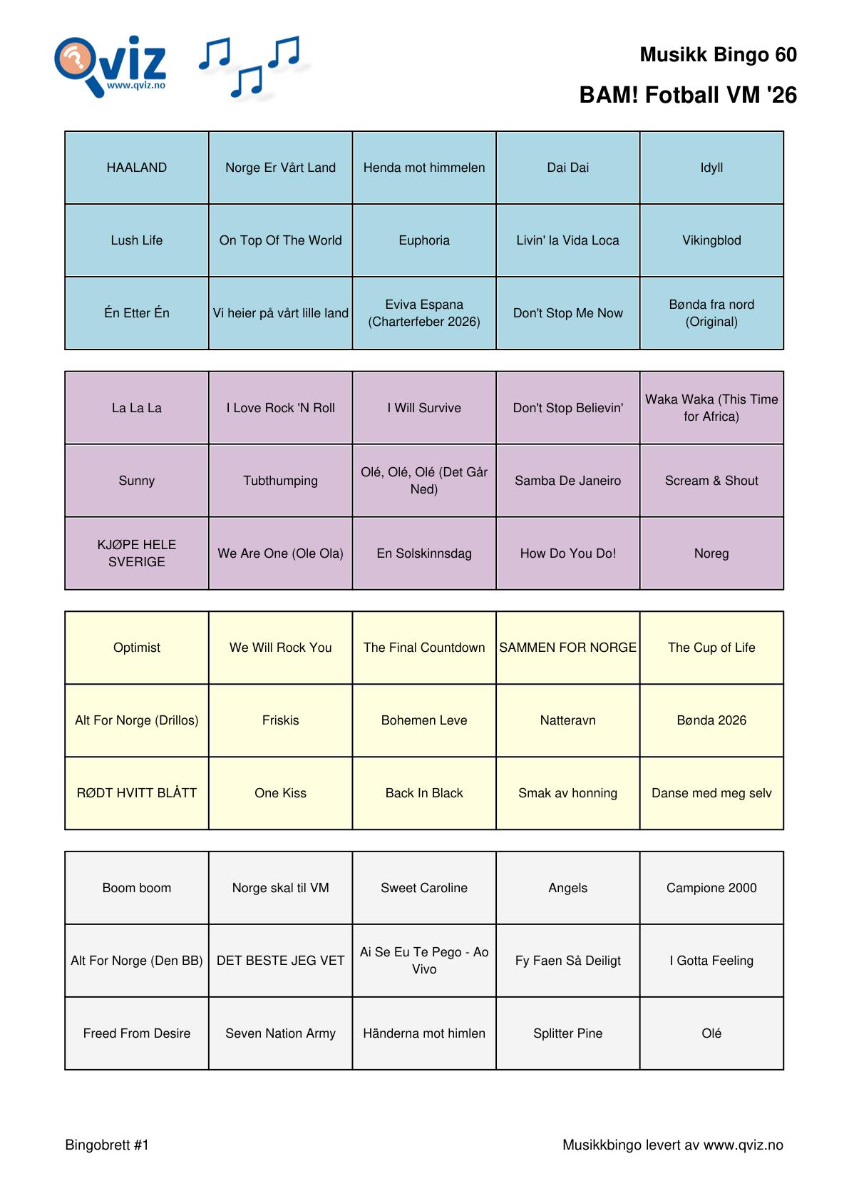 BAM! What a Music Bingo Fotball VM '26 - Bilde 7