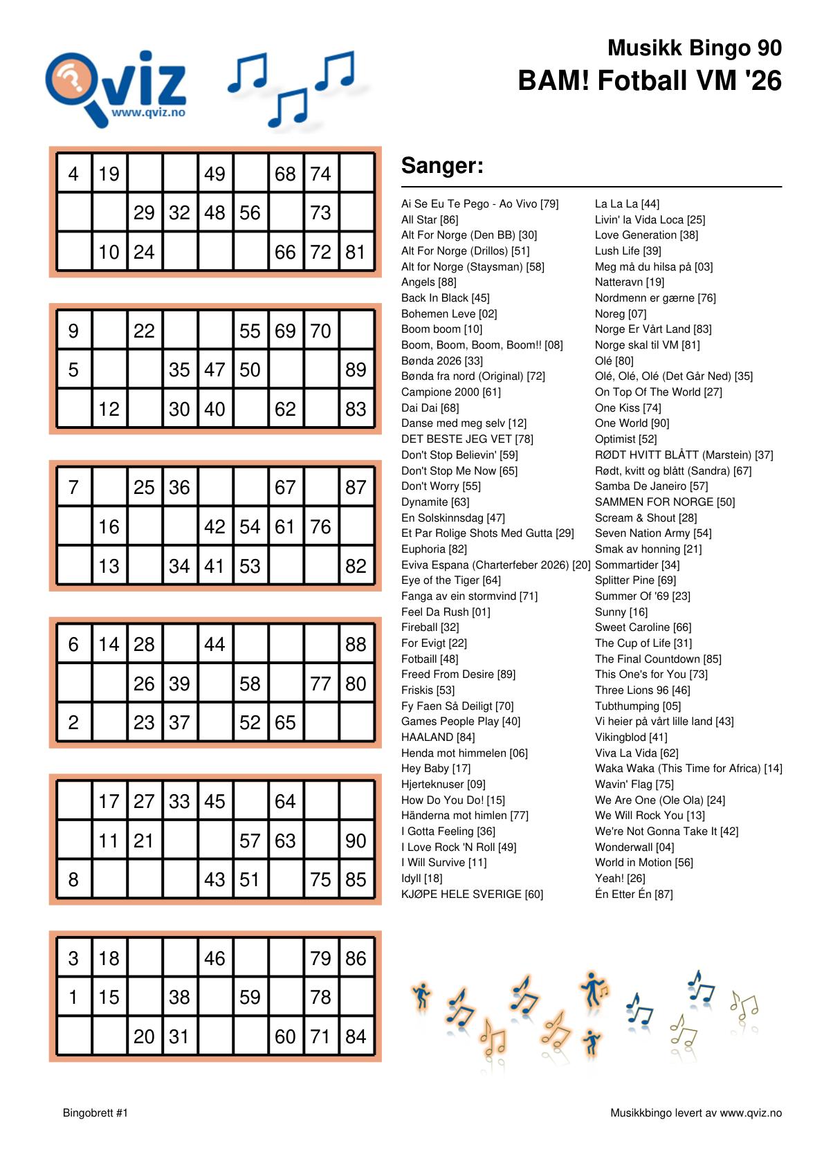 BAM! What a Music Bingo Fotball VM '26 - Bilde 3