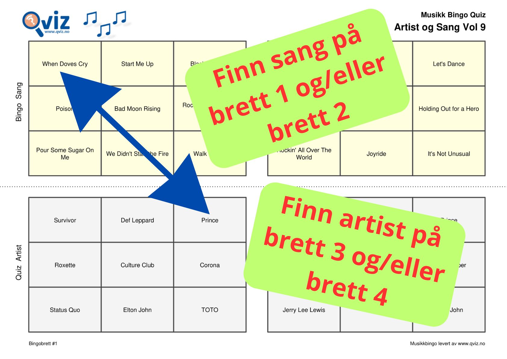 Treff på både sangtittel og artist på samme ark