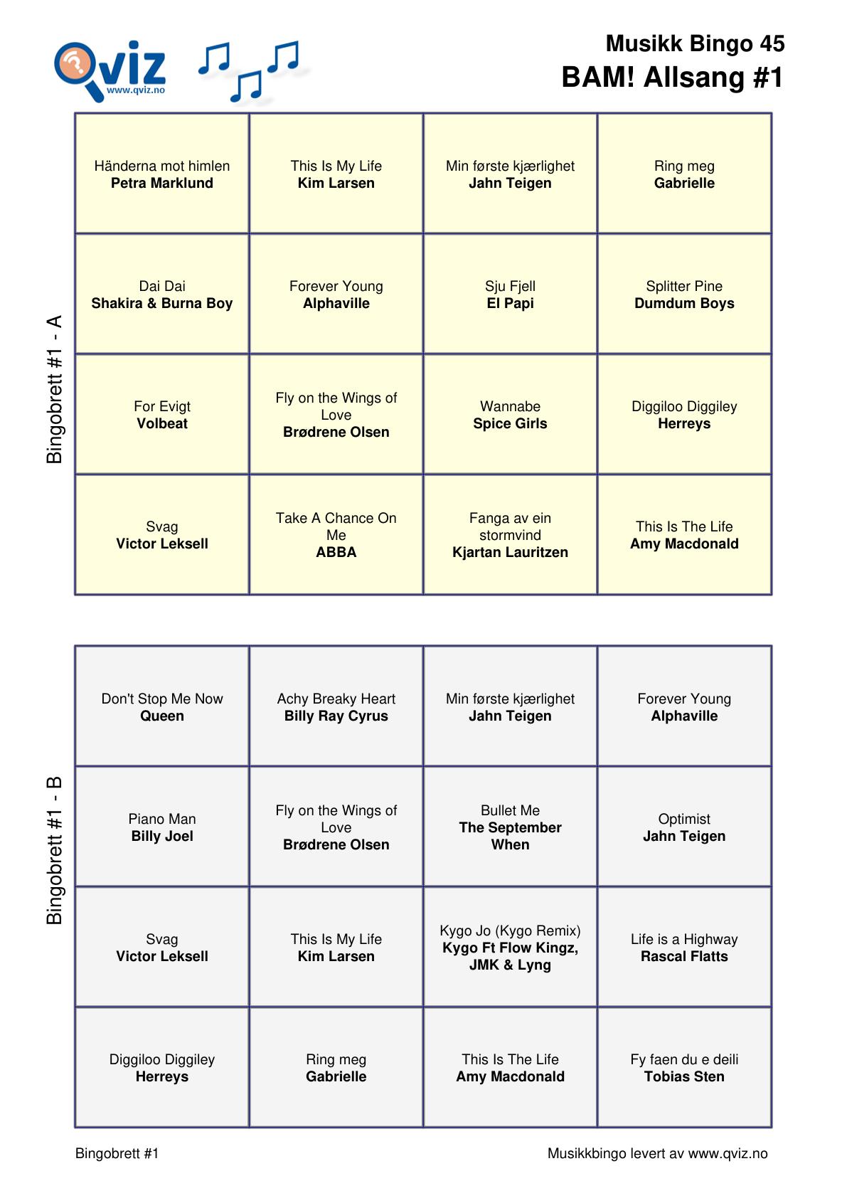 BAM! What a Music Bingo Allsang - Bilde 11