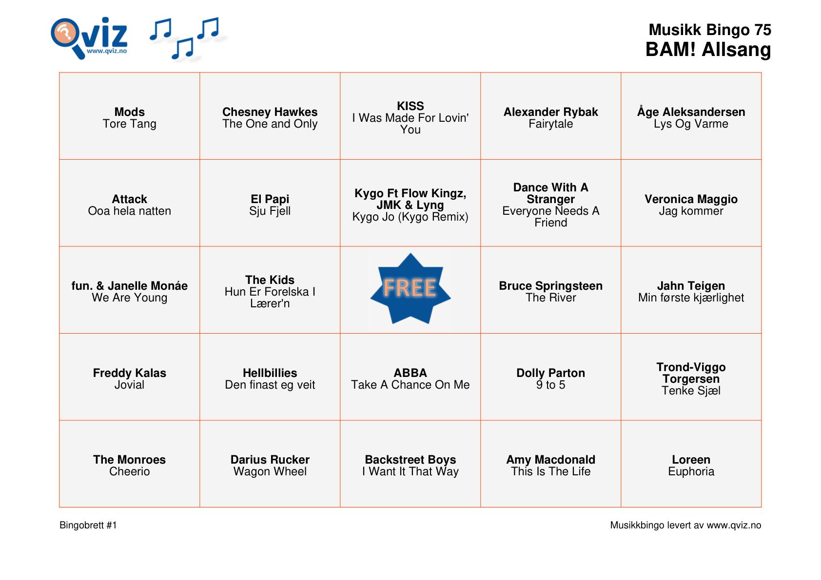 BAM! What a Music Bingo Allsang - Bilde 5